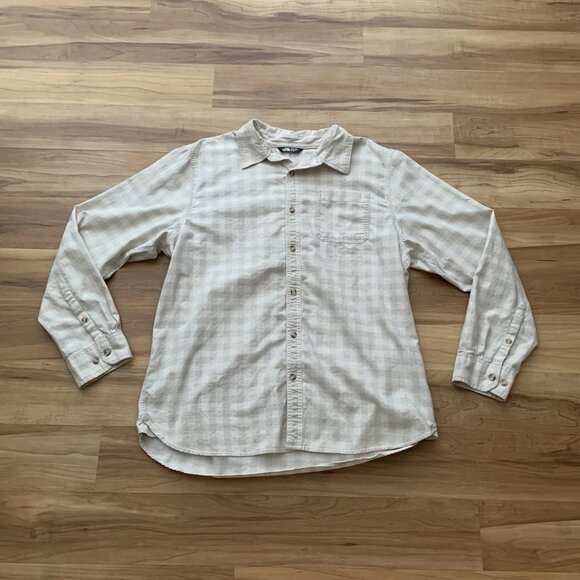The North Face Other - The North Face Shirt Men XL Beige Gray Button Check Cotton Casual Outdoor
